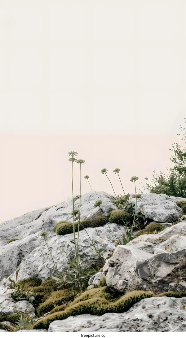 Green Plants Growing on Rocky Surface