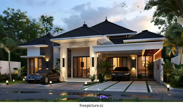 Modern Tropical House Design with Black Roof