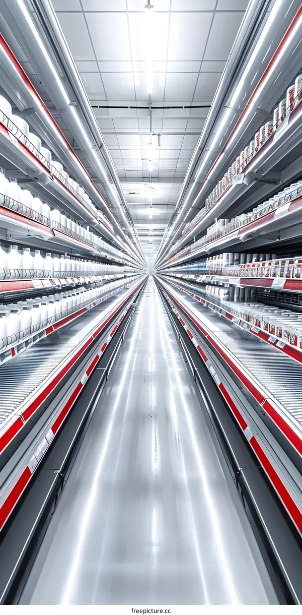 Empty Grocery Store Aisle with Shelves