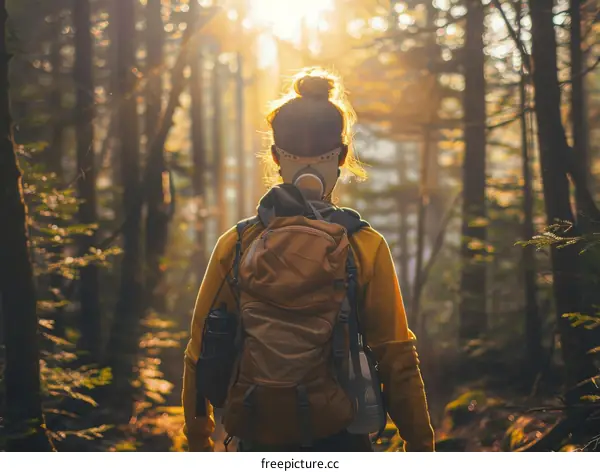 woman hiking in the woods