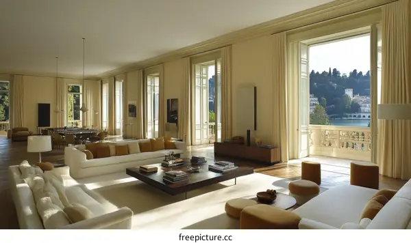 Spacious Luxury Living Room with Panoramic Views
