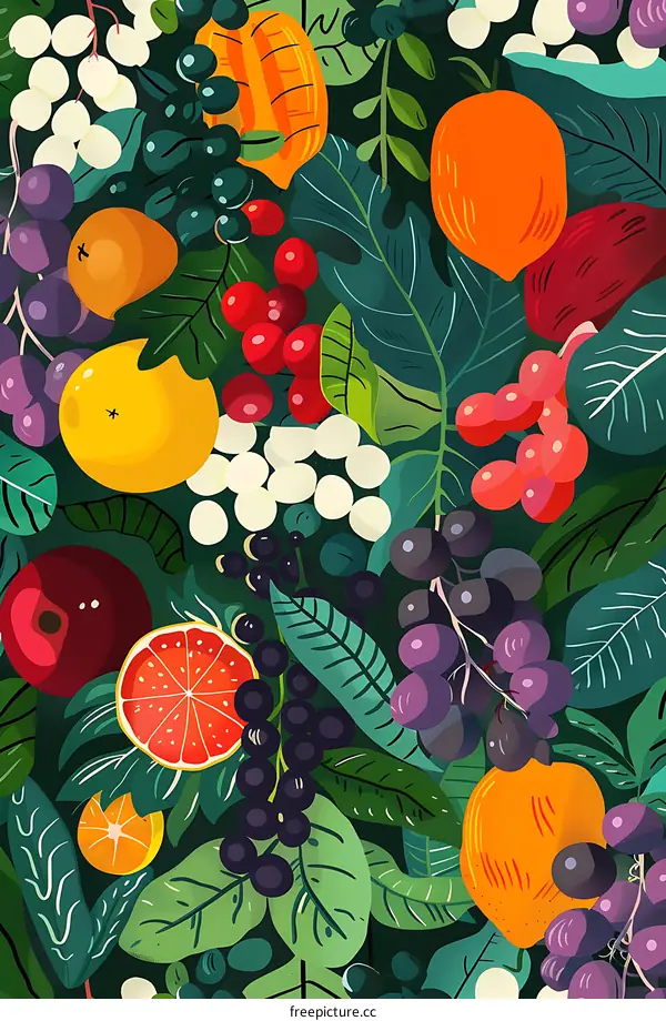 Colorful Fruit Pattern Seamless Illustration