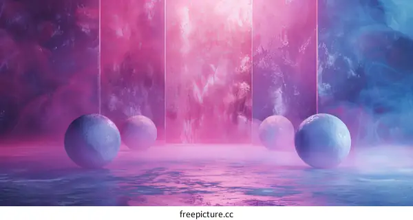 Neon Abstract Scene with Floating Spheres