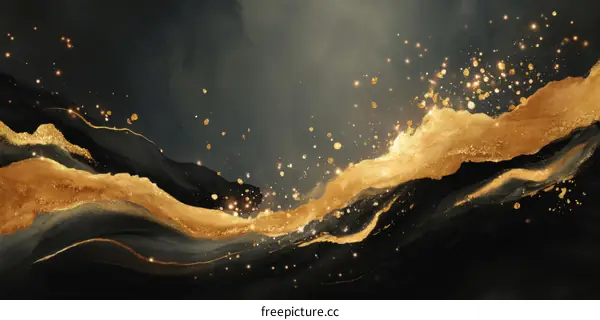 Abstract Gold and Black Liquid Art Background Design