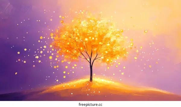 Golden Autumn Tree Illustration