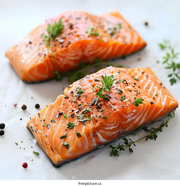 Fresh Salmon Fillets with Herbs and Spices
