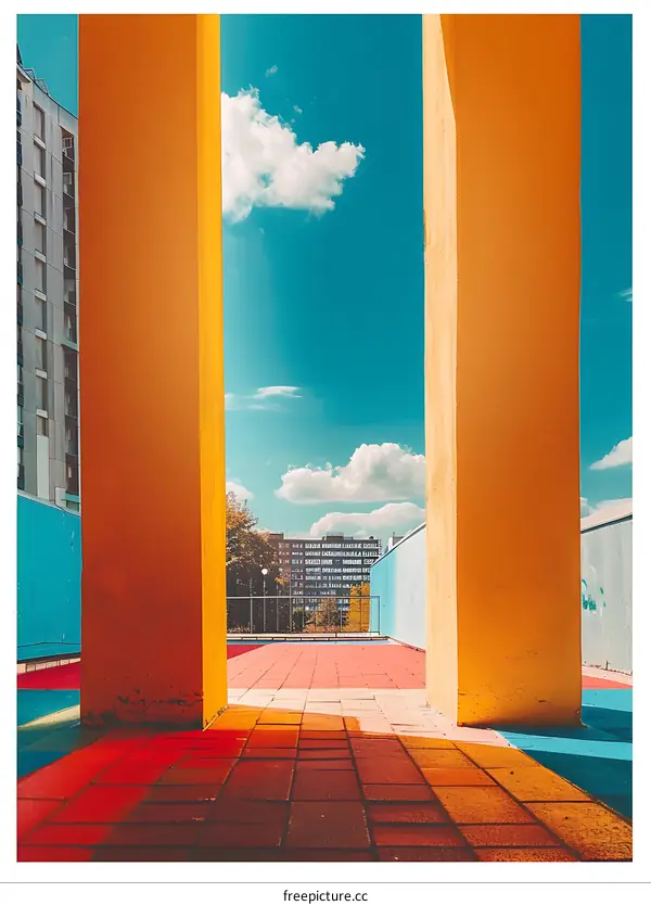 Colorful Urban Architecture with a View of the Sky