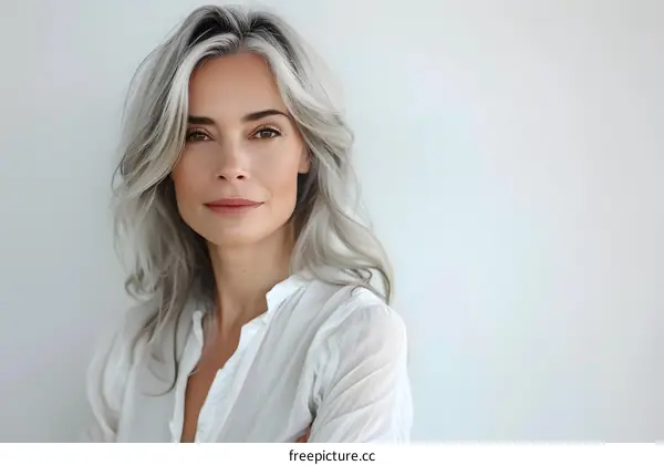 portrait of a beautiful woman with gray hair