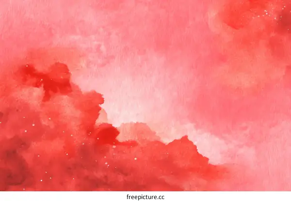 Abstract Watercolor Red Color Painting