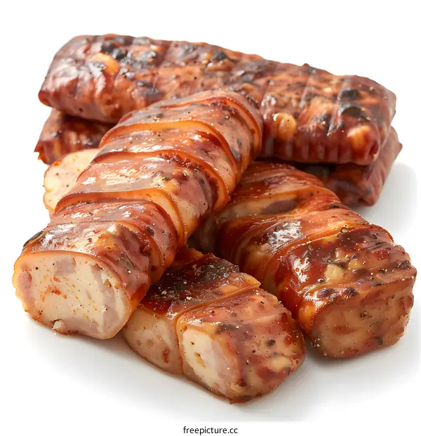 Grilled Squid Rolls on White Background