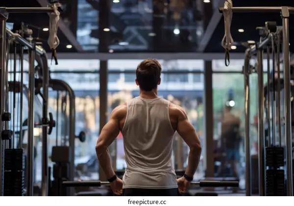 muscular man working out in the gym