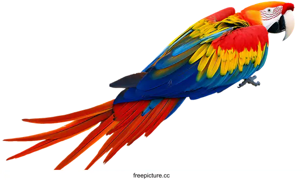 [Transparent Background PNG]Colorful Macaw Parrot on White Background
