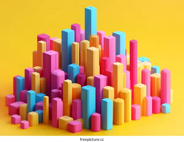 Abstract Colorful 3D Cityscape Illustration