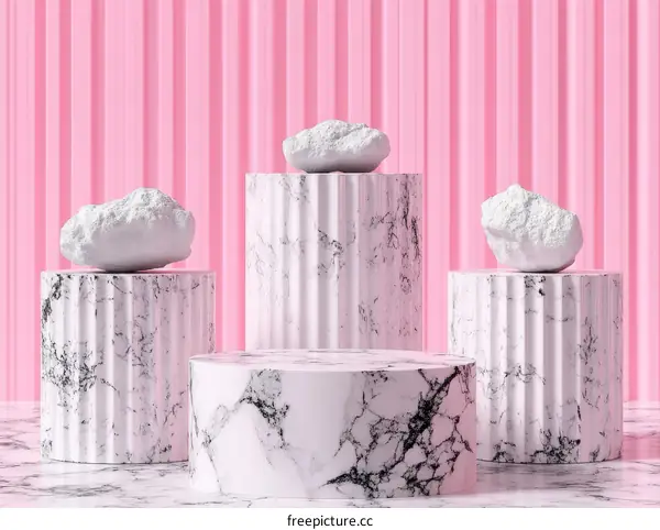 Pink Background Marble Display Stands