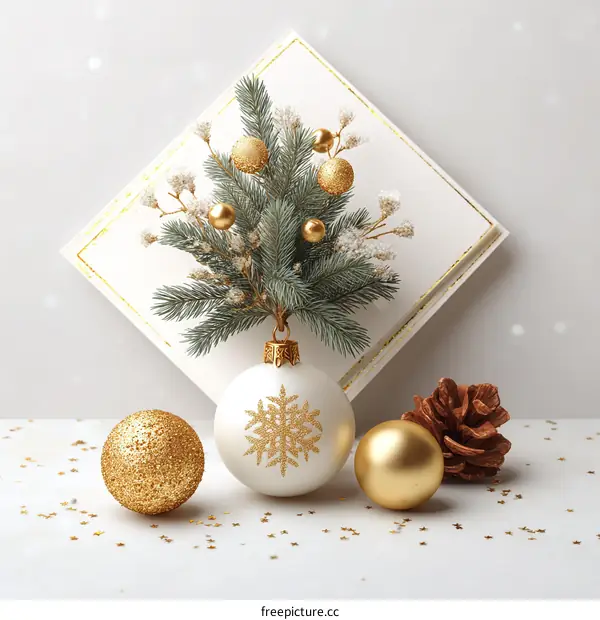 Christmas Festive Decor Arrangement with Gold Ornaments