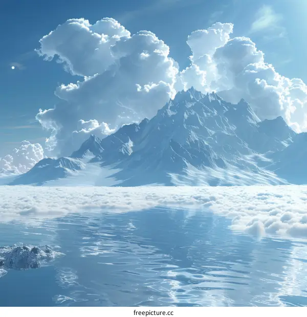 Glacier and Snow-Capped Mountains Reflected in Serene Lake