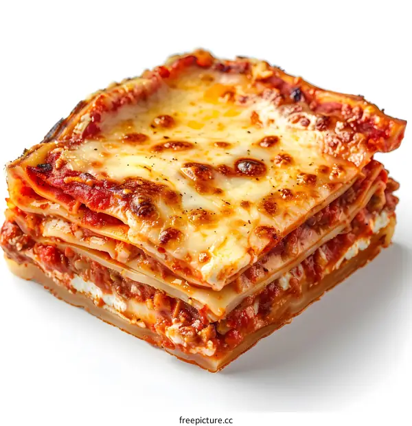 Delicious Homemade Lasagna on White Background