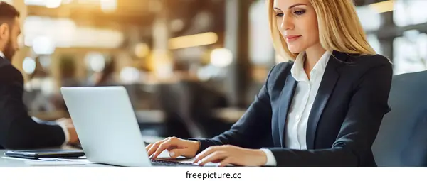 Businesswoman working on laptop in office