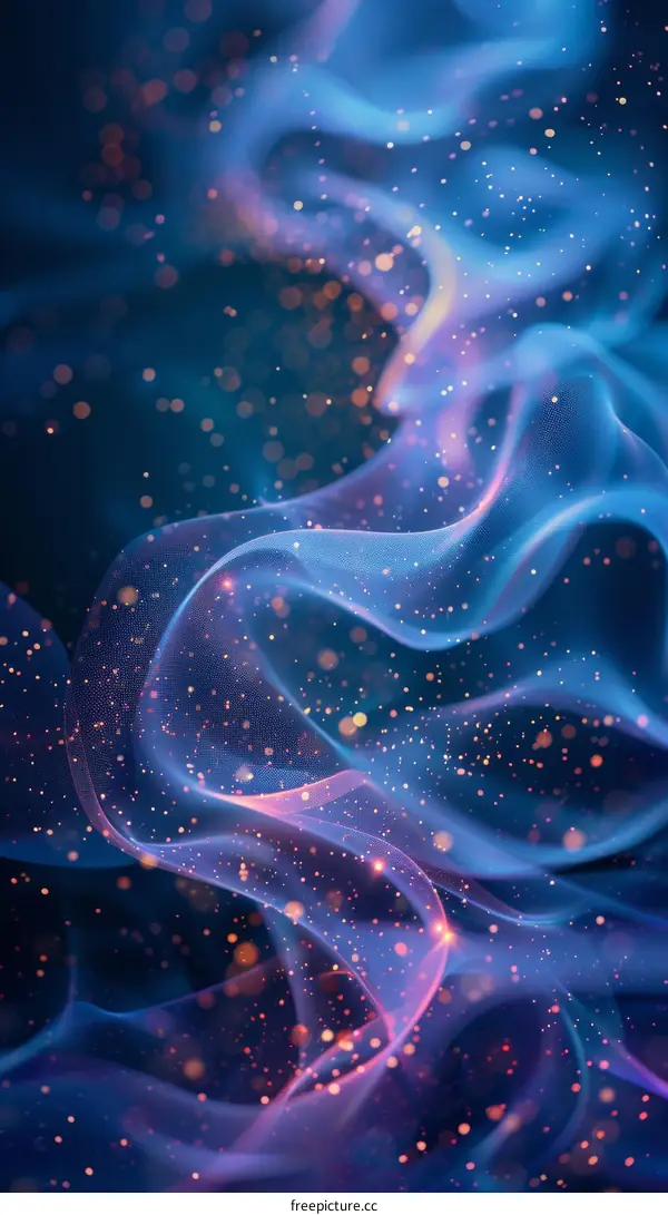 Blue and purple abstract background with glowing particles