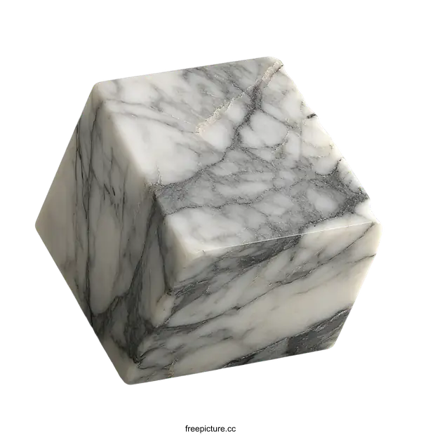 [Transparent Background PNG]Abstract Geometric Marble Block