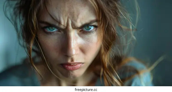 Close Up Portrait of Angry Woman