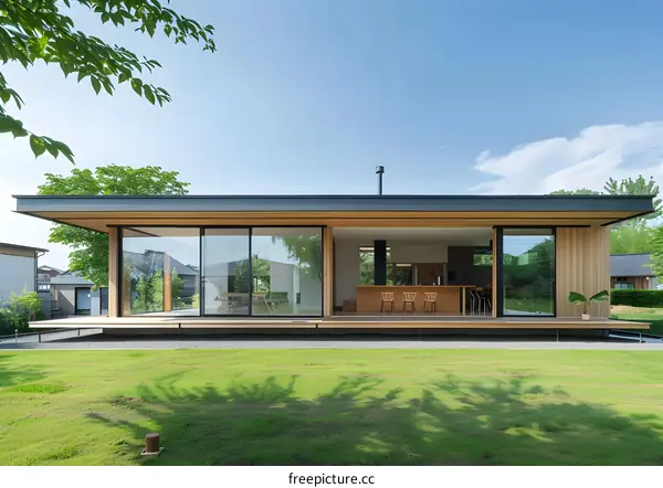 Modern House with Large Windows and Open Concept Design