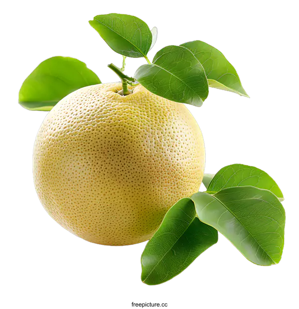 [Transparent Background PNG]Fresh grapefruit with leaves