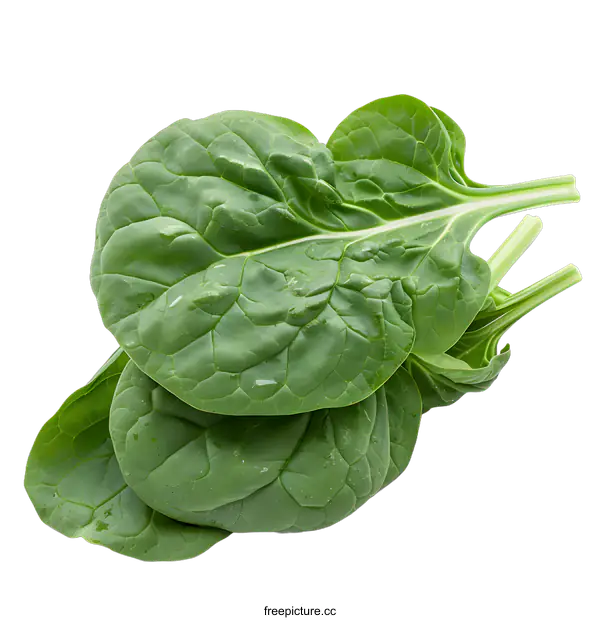 [Transparent Background PNG]Fresh Green Spinach Leaves Isolated on White Background