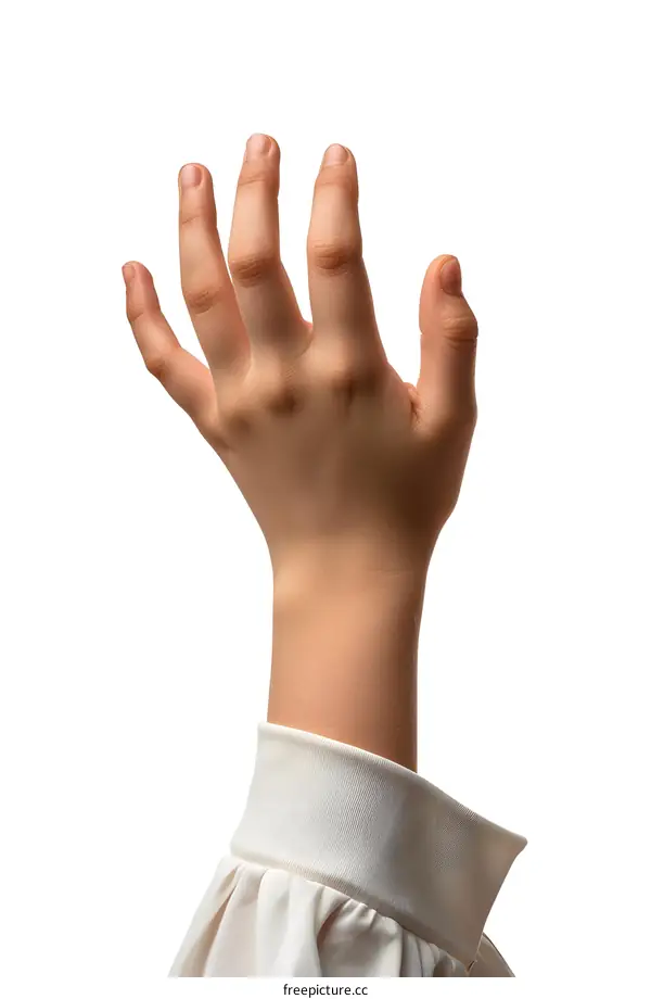 Hand Reaching Up On White Background