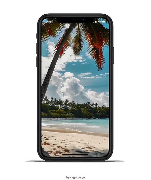 Palm Tree Beach on a Smartphone Screen