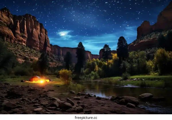 Camping under the stars in the desert