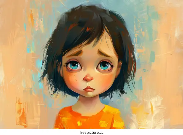 sad girl with big eyes