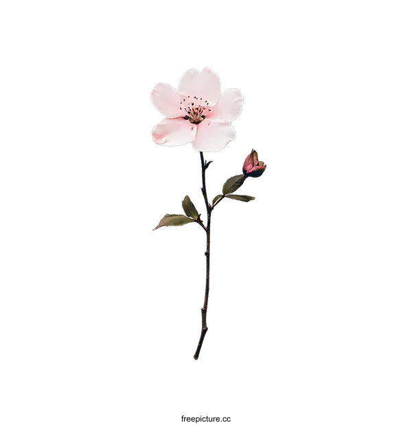 [Transparent Background PNG]Single Pink Flower Stem On transparent background