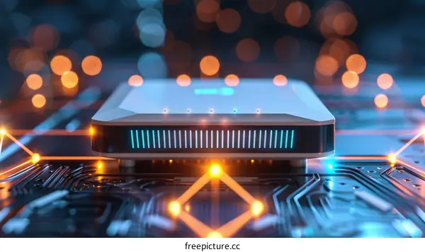 futuristic technology background with glowing lights