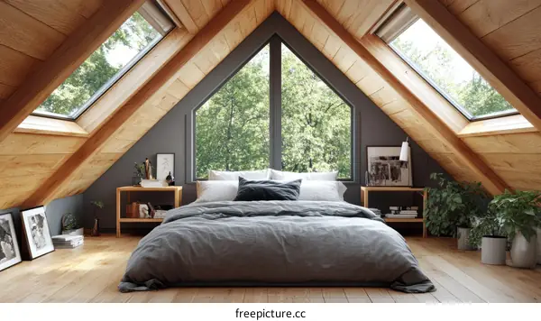 A Cozy Loft Bedroom with Sunlight