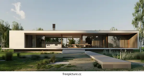 Modern Minimalist House Design with a Walkway