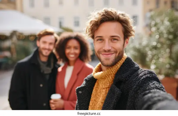 Friendly Group Portrait in City Street