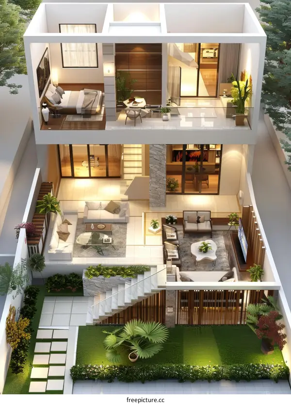 Modern House Floor Plan Design Illustration