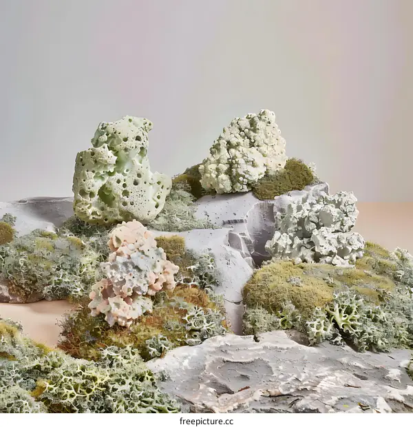 Abstract Stone and Moss Composition