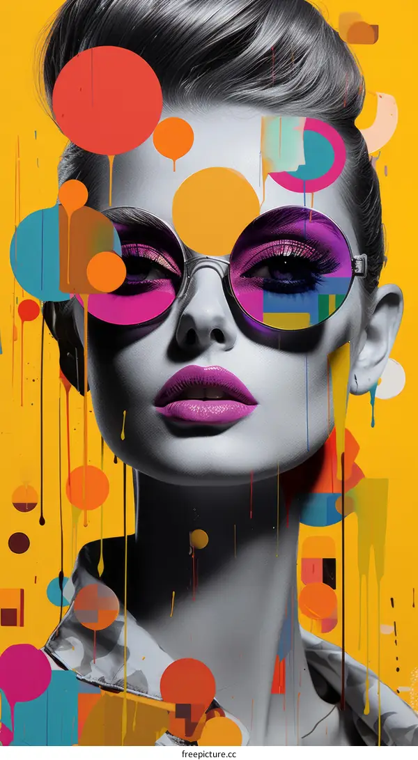 Colorful Portrait of a Woman with Sunglasses