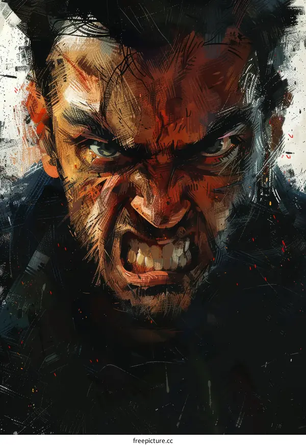 Wolverine angry face closeup