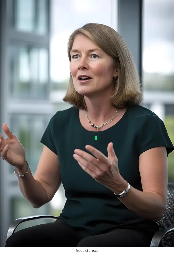 Portrait of a Woman Speaking in a Meeting