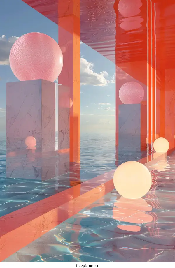 Abstract Colorful Watery Architectural Structure