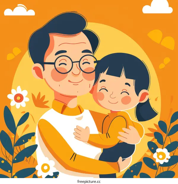 Grandfather and granddaughter are happy together