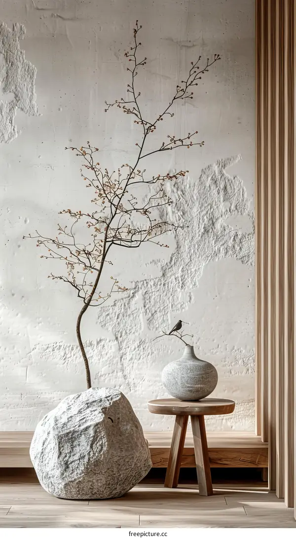 Wabi-Sabi Still Life: Dried Branch and Vase