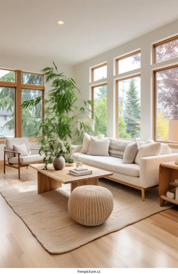 A bright and airy living room with a large windows