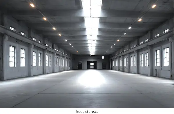 Empty Industrial Warehouse Interior Space
