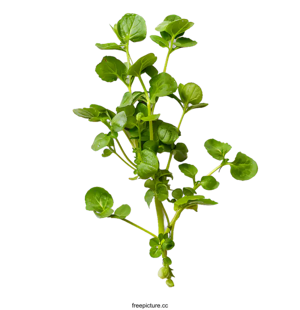 [Transparent Background PNG]Fresh Green Watercress Leaves on White Background