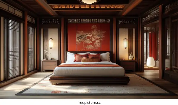 Elegant Traditional Chinese Bedroom Interior Design