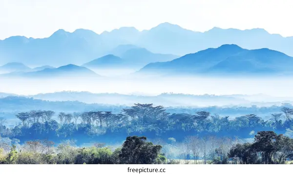 Misty Mountain Range Landscape